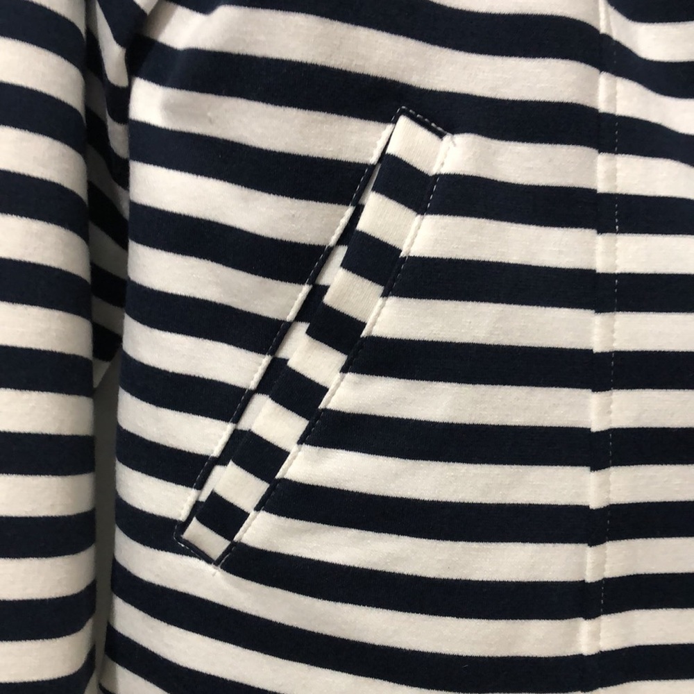 Lane Bryant Jacket Women 14 Sailor Collar Striped Full Zip Slash Pockets Navy Yt - Picture 5 of 8